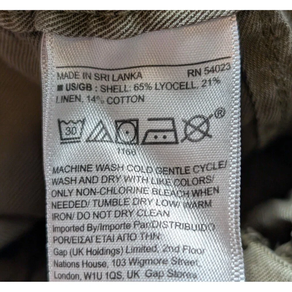 Banana Republic Size 4 L Cargo Pants Olive Green Lyocell Linen Blend Utility